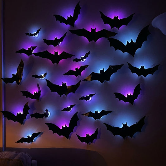 NIGHTFALL Glow Bats - 3D LED Color-Changing Wall Bats