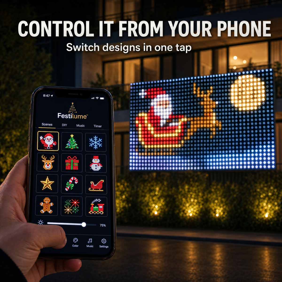 Enevora's FestiLume Animated LED Curtain Lights